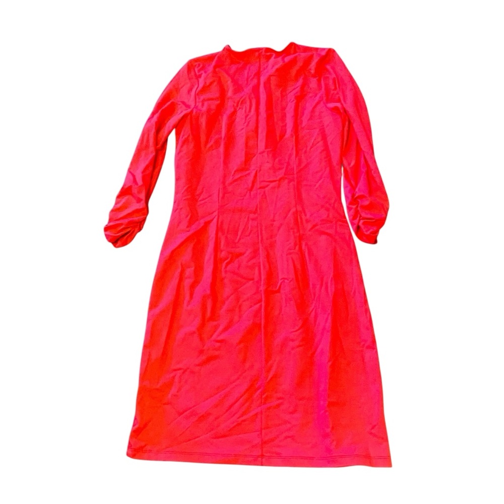 Judy P Bellisimo Pink V-Neck Mini Dress Ruched Sleeves Anti Wrinkle - Picture 3 of 6